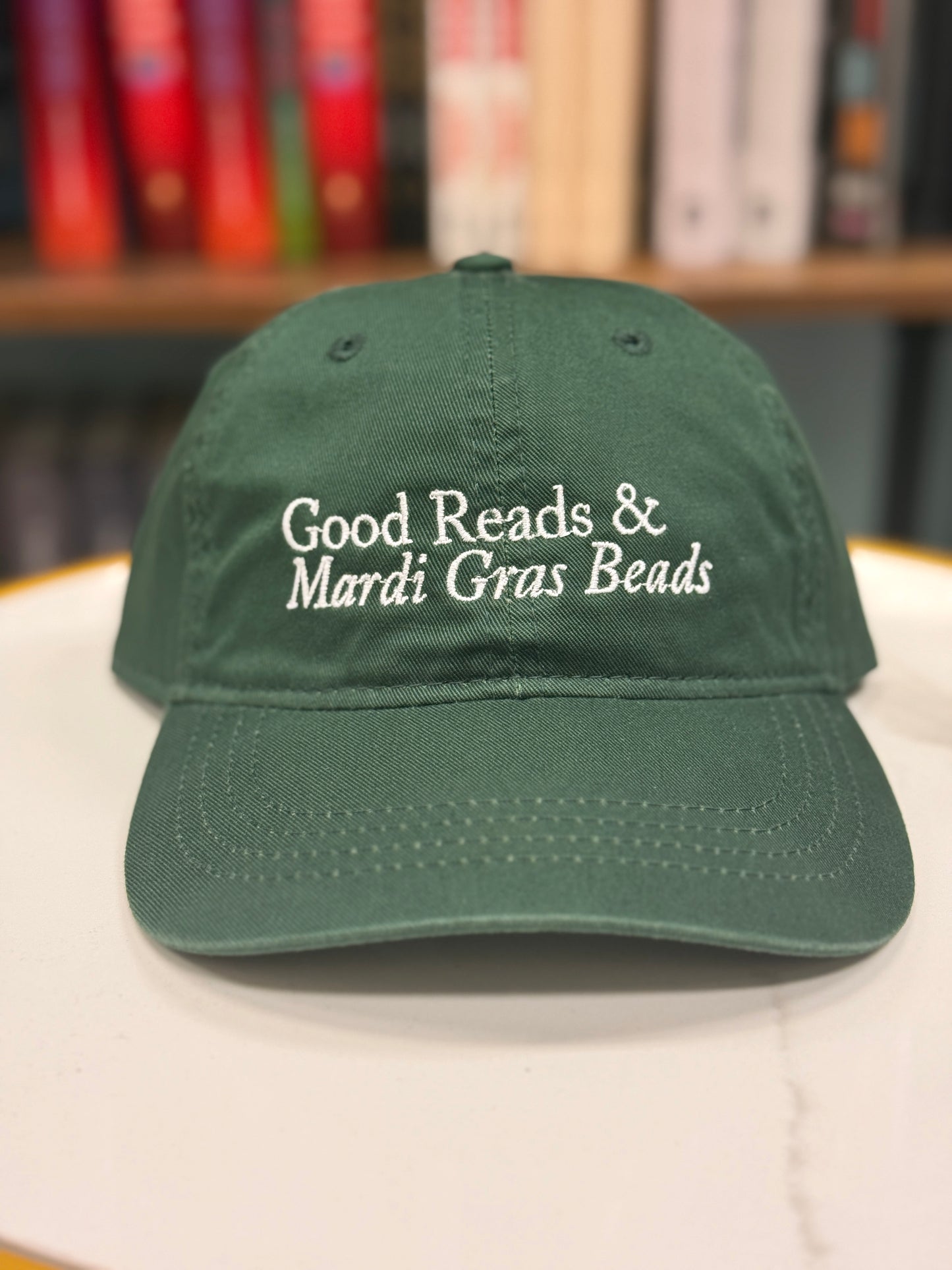 Good Reads & Mardi Gras Beads Hat